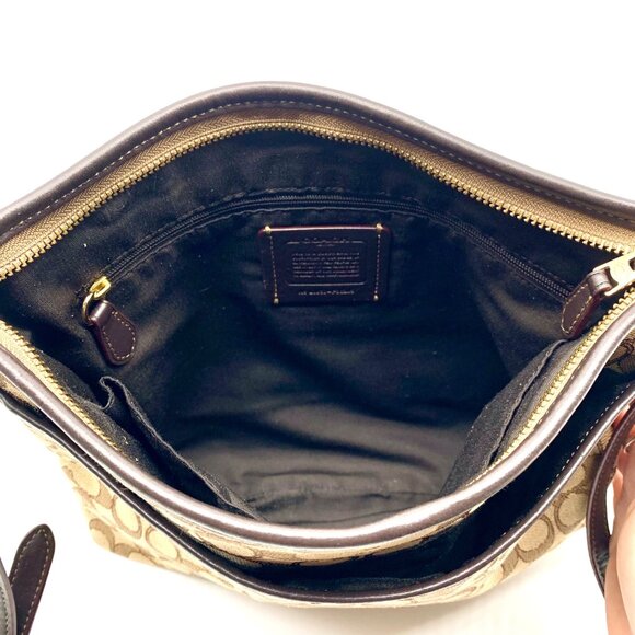 Coach Signature Khaki Canvas File Crossbody Bag F58285 w/ Wristlet - Picture 11 of 12